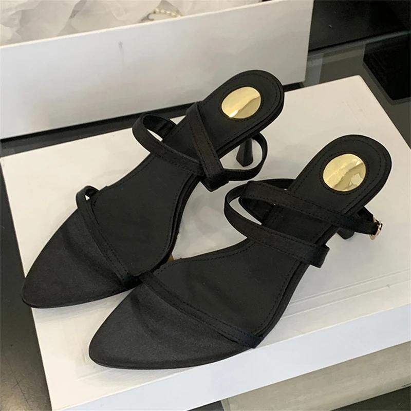 Eilyken Summer Street Style Women Sandals Pointed Toe Ankle Buckle Strap Thin Low Heels Banquet Prom Female Shoes