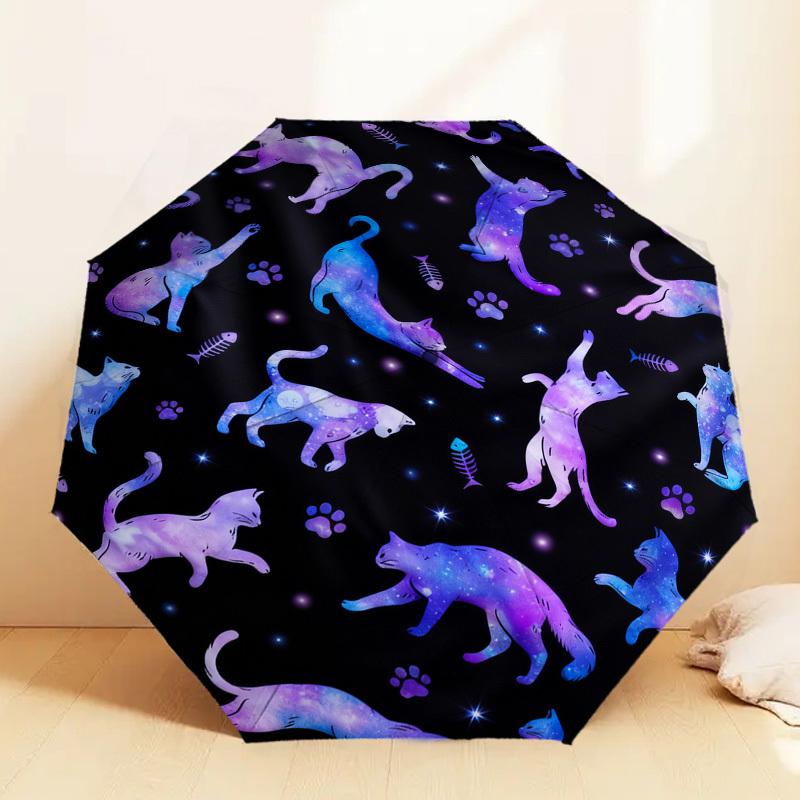1 шт. Зонт с рисунком «Космические коты», автоматическое открытие и закрытие, высококачественный дорожный зонт, c1128160