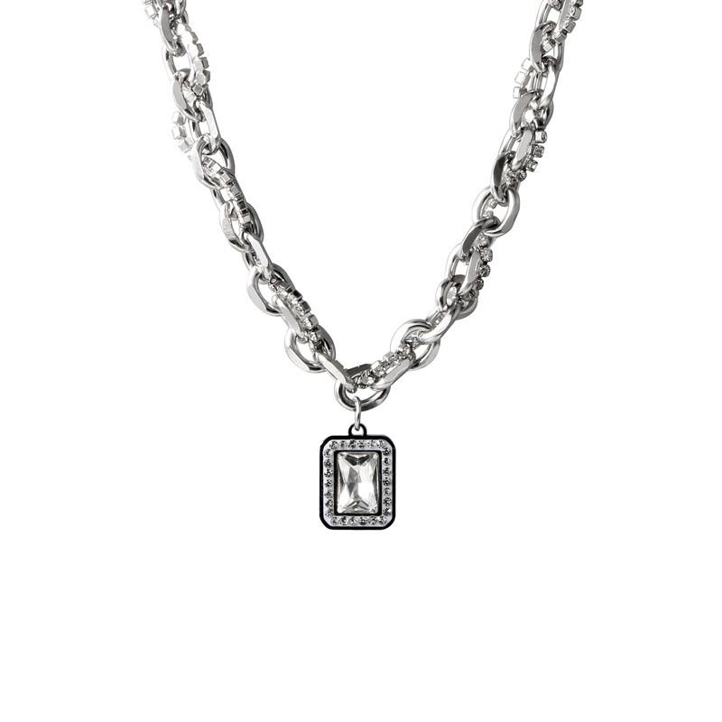 Unisex Cuban Chain Necklace: Titanium Steel, Hip-Hop Style, Rock Sugar Letter Design