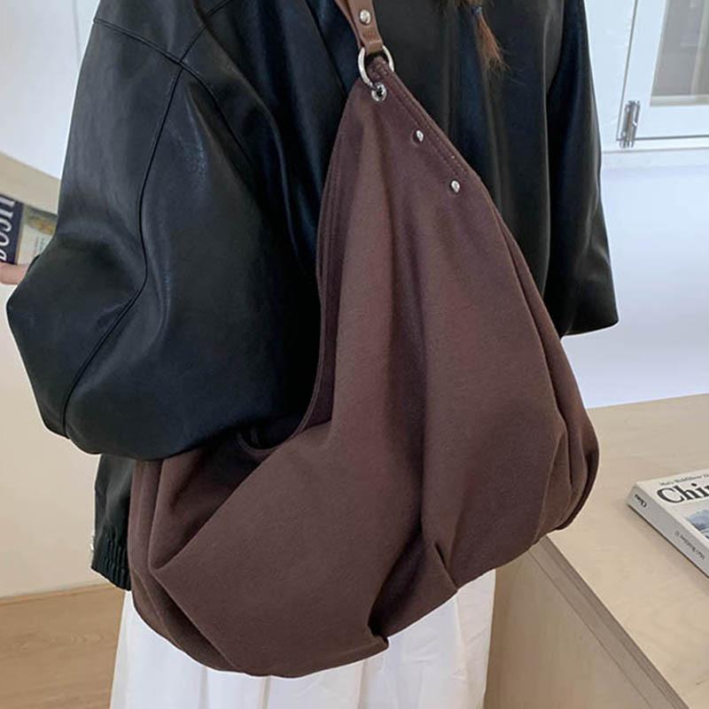 Up To Capacity High-value Canvas Bag Women's New Relaxed Commuter Tote Bag Lazy Wind Single Shoulder Crossbody