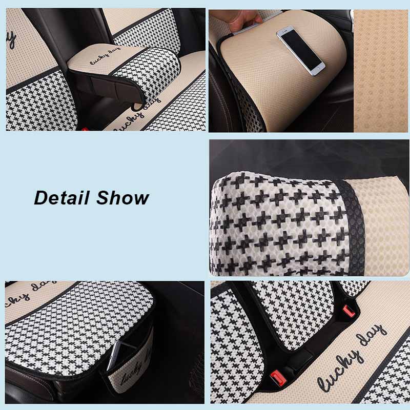 Four-season Models Car Cushion Non-slip Breathable Cartoon Linen Free Car Seat Cushion