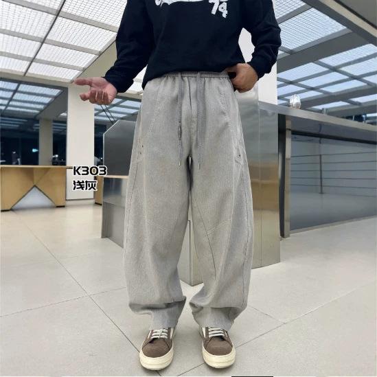 Spring and Autumn new trendy brand splicing tooling casual pants men's American light luxury ruffian handsome fashionable versatile wide-leg trousers