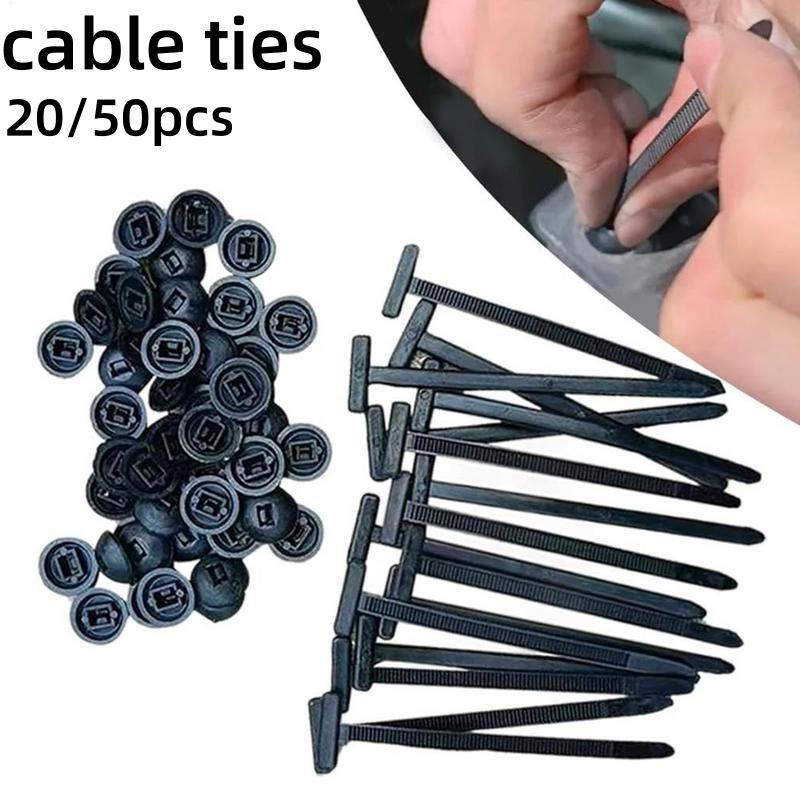 20/50PCS Nylon Universal Cable Tie Buckle Heavy Duty Self-Locking Zip Ties Holder with Pin Fasteners Car Body UV Resistant Zipties