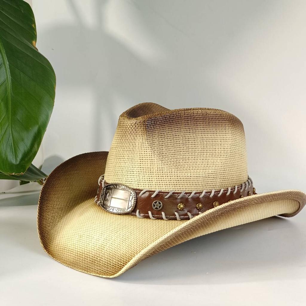 Western Cowboy Embroidered Straw Hat with Accessories Unisex Suitable for Rodeo Performances and Cowgirl Attire Gorro Cowboy