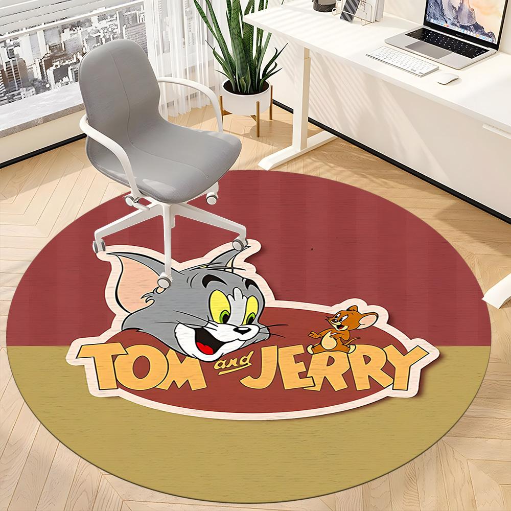 1pc Tom Jerry Office Round Area Rug, Under Office Chairs Bedroom Living Room Home Decor, Room Decoa1016061