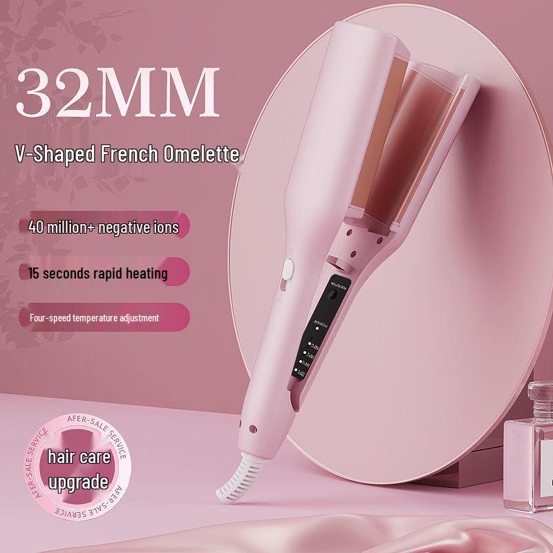 32mm French Egg Curling Iron - Water Ripple & Big Curl with Negative Ion Technology for No Hair Damage