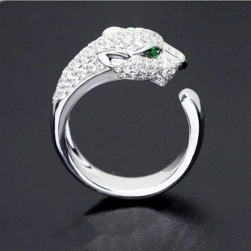 Domineering Leopard Head Women 'S Finger Ring With Micro Inlaid Cubic Zircon High End Jewelry Women Rings Open RingsLuxury Finger Ring