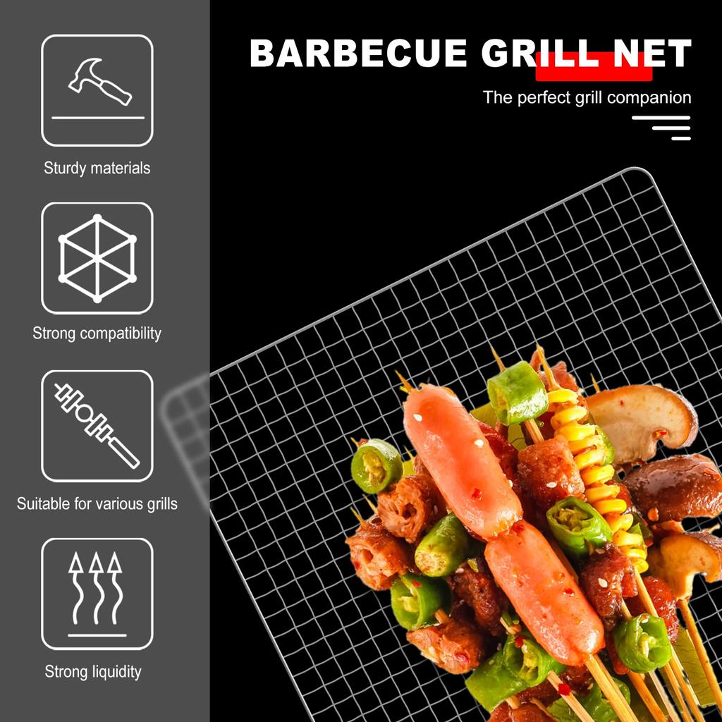8Pcs BBQ Mesh Grill Mat Rectangular Mesh Grilling Mats Nonstick Mesh Grill Topper Reusable BBQ Grill Topper Temperature
