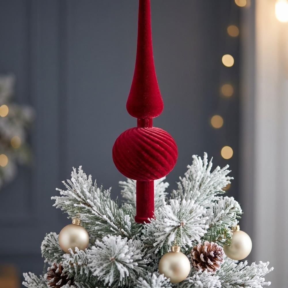 Pointed Top Christmas Tree Topper Star Flocking Christmas Tree Ornaments  New Year Decor