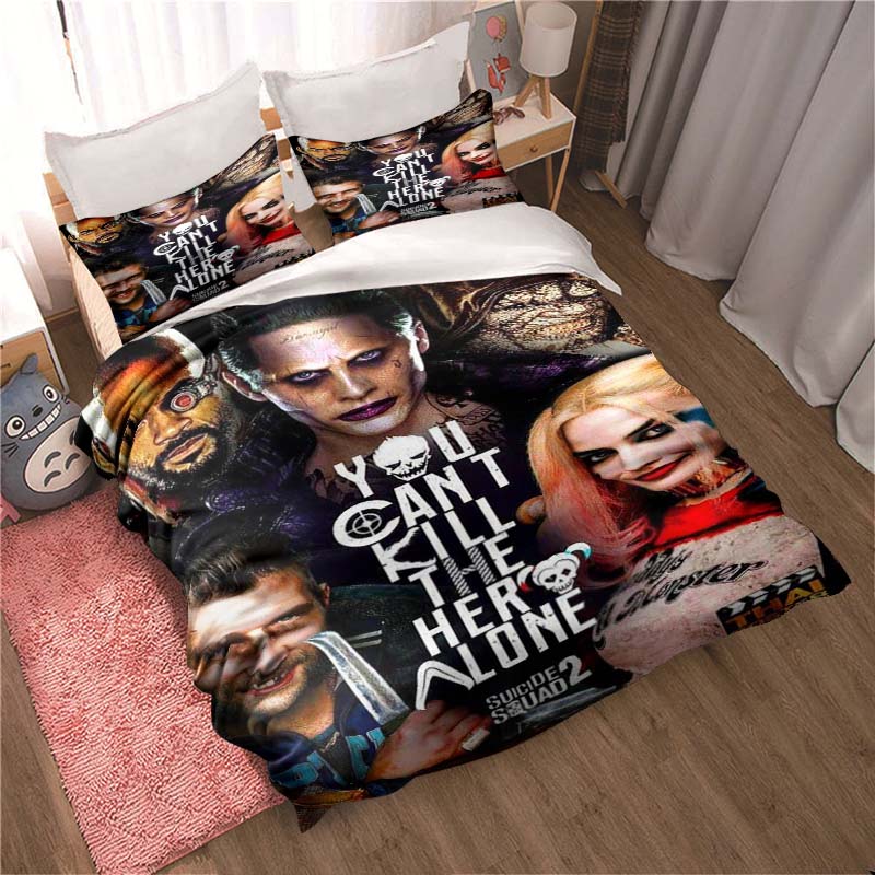 The 1PC Action Movie "Suicide Squad" Bedding Set, Including One Duvet Cover and Two Pillowcases, Creates a Comfortable Home Spac
