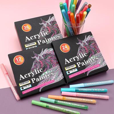 Stackable Press-Type Acrylic Watercolor Pens - 36 Fade-Proof Morandi Colors for Art Drawing
