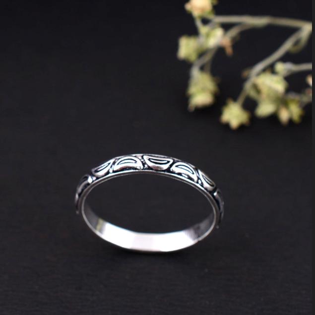 Handmade Silver Arthritis Ring Adjustable Double Band Oxidized Criss Cross Pattern Boho Tribal Design Jewelry Gift for Women & Men