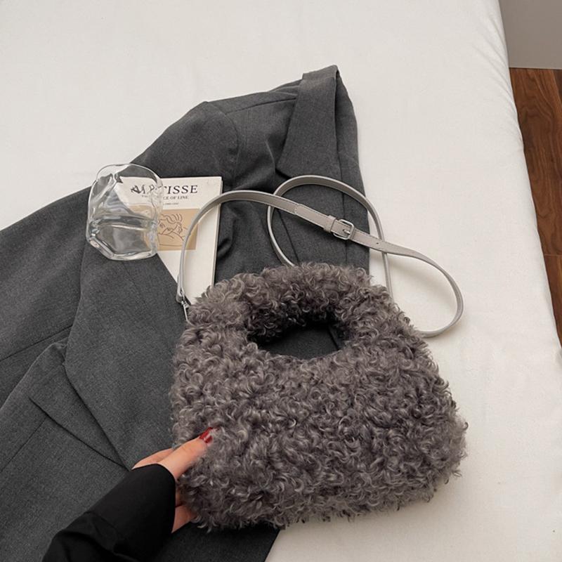 Yogodlns Plush Sweet Shoulder Bags for Women Cute Autumn and Winter New Versatile Fashion Large Capacity Women's Handbags