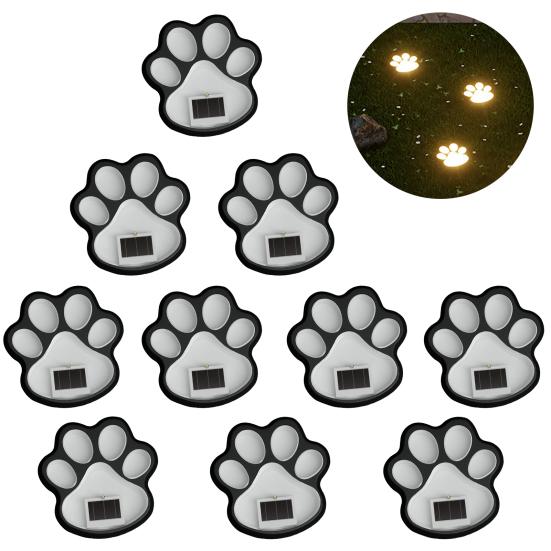 Solar Dog Paw Print Lawn Light, LED Garden Stake Light, Waterproof Outdoor Decorative Footpath Light for Yard Patio, Walkway Landscape Lighting