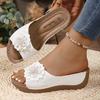 Retro Blumen Dekor Keil Hausschuhe Damen Sommer Dicke Sohle Plateau Sandalen Damen Anti Rutsch Strandschuhe Outdoor Clogs