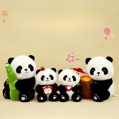 Cute Panda Huahua Fa Cai Apple Plush Toy Doll Chengdu Ragdoll Travel Souvenir Gift