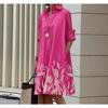 Novos produtos de outono, camisa com gola estampada de bolinhas de temperamento fashion, manga comprida, vestido médio e longo