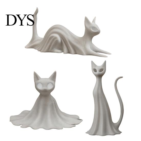Solid Structure Desk Ornament 3D Printed Cat Ghost Buddy, Cute Halloween Kitty Figurine for Small Bookshelf Display Statues Office Shelf, Spooky