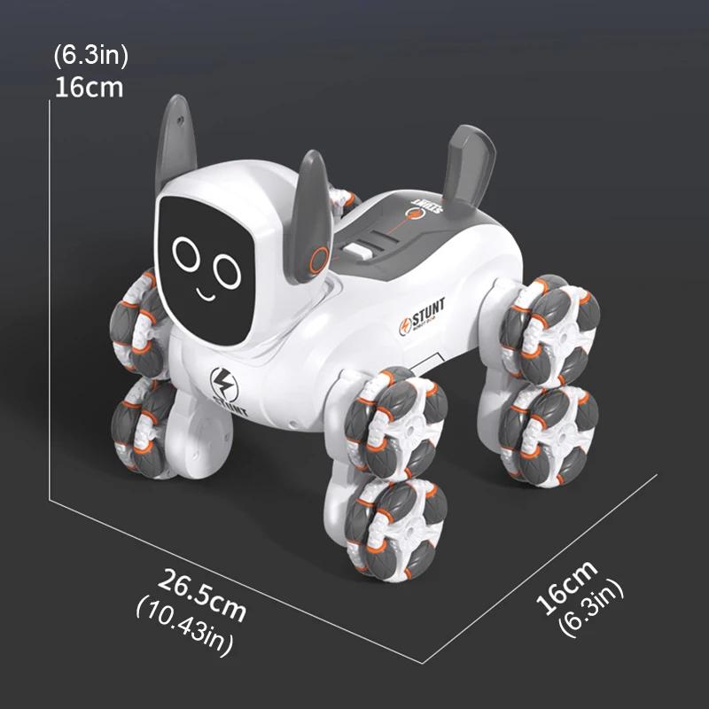 Q193 Intelligent Voice Mechanical RC Dog Gesture Induction Remote Control Toy Eight Wheel Four Wheel Stunt Animals Toys for Kids