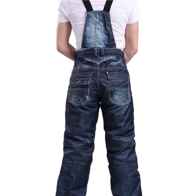 Větruodolné Vodotěsné Lyžařské Kalhoty ve stylu džín: Hustá, hřejivá a oděru odolná bavlněná tkanina.