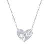 Sterling Silver Zircon Heart Necklace - Elegant Cross Design