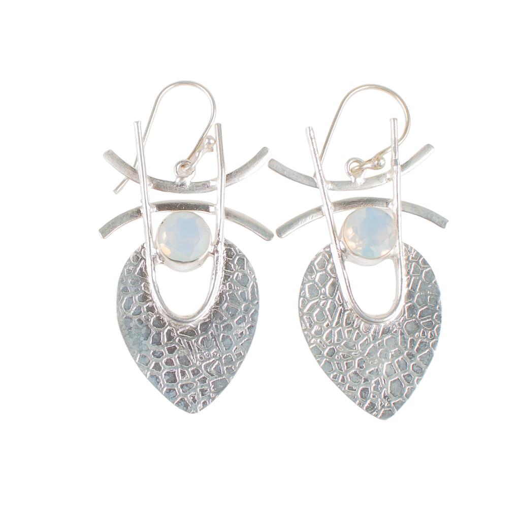 Milky Opal Gemstone 925 Sterling Silver Handmade Earrings1.78" Gift For Mother EE-64-37