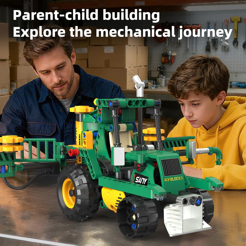 Moc 331Pcs 5 In 1 Creative Electric Rc Farmer'S Car Robot Model Harvester Diy Building Blocks Children'S Puzzle Toy Gift