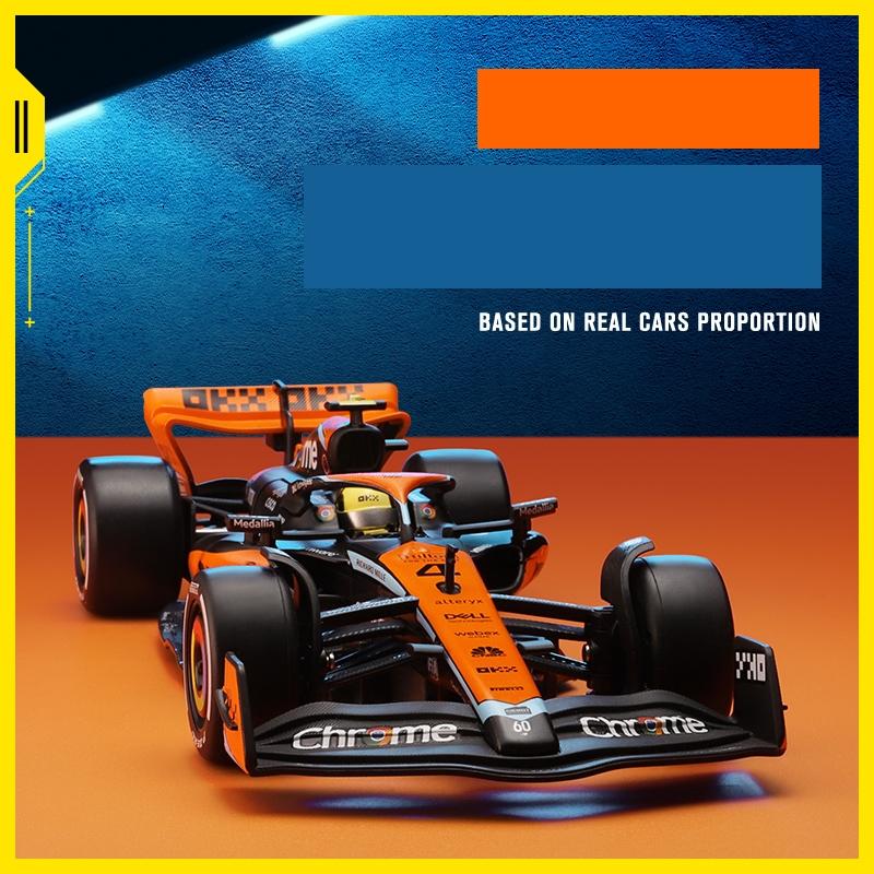 1/24 McLaren F1 MCL60 2023 Závodní tým Kovové odlévané autíčko Miniaturní model vozidla Volná kola Sběratelský dárek pro chlapce