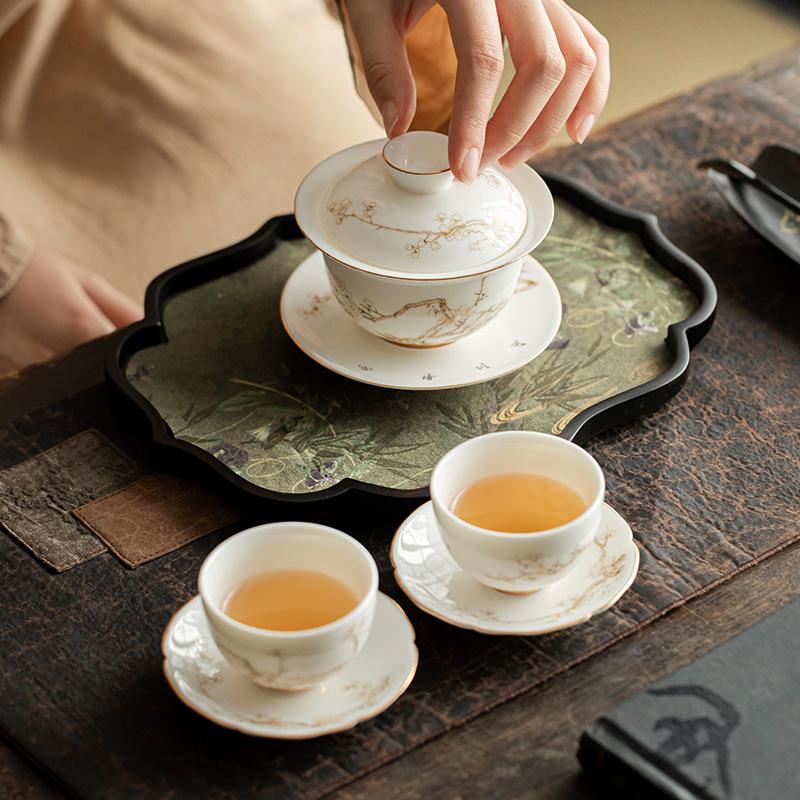 High-end Suet Jade Porcelain Tea Set Gift Box Gift Bank Annual Meeting Activities Business Gifts