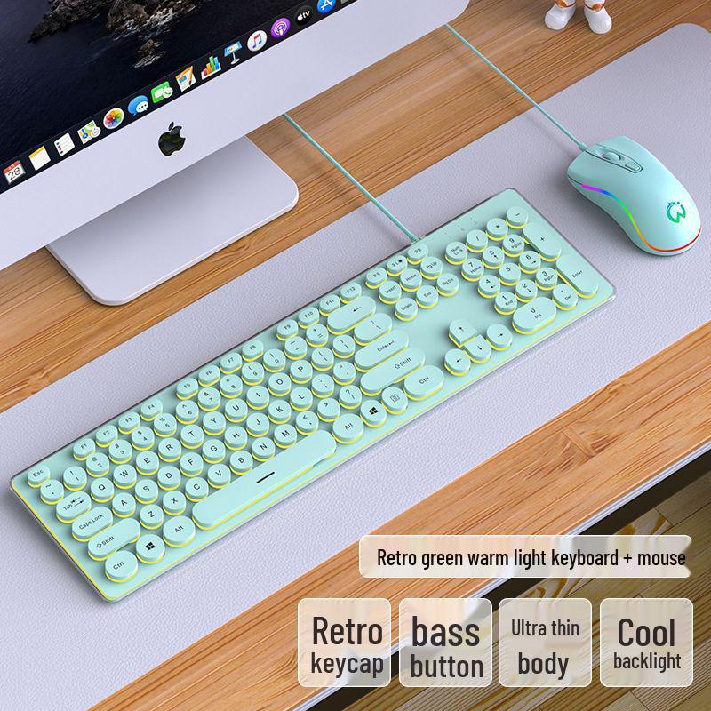 Silent Wired Chocolate Punk Keyboard - USB for Home, Office, Gaming, and Typing