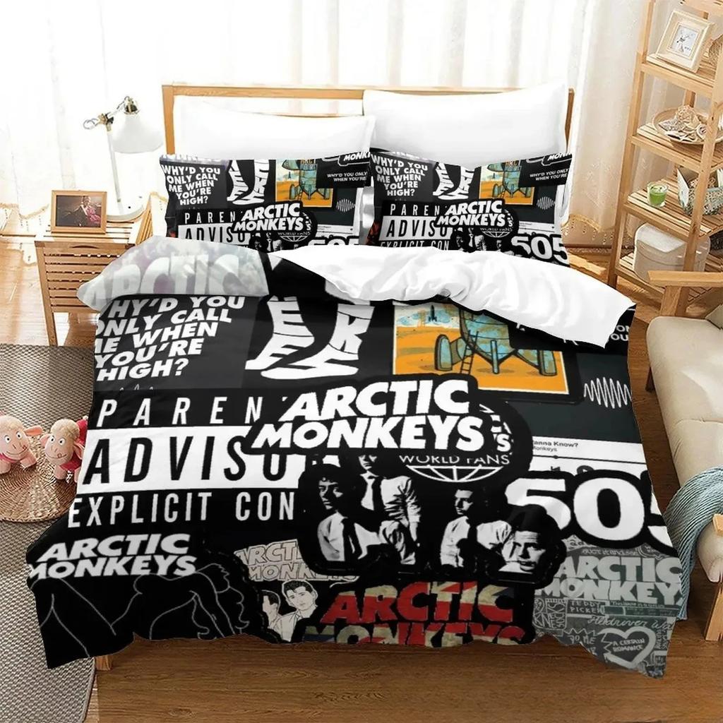 3D Printed Arctic Monkeys Music Band Bedding Set Duvet Cover Bed Set Quilt Cover Pillowcase Comforter King Queen Size Boys Adult