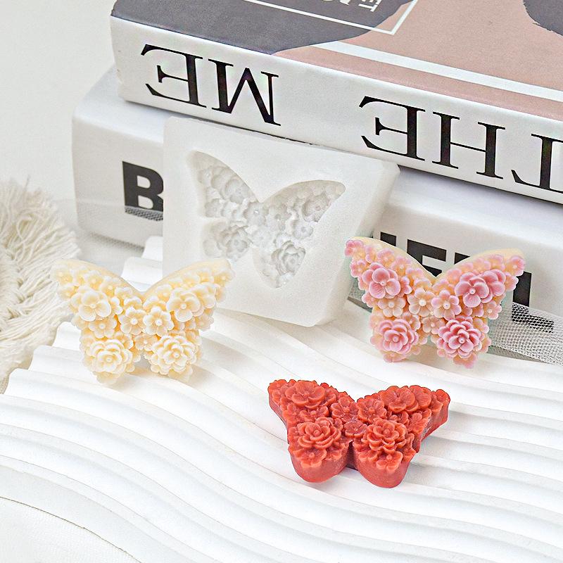 Gör-det-själv Silikonform för Blom- och Fjärilsdekorationer: Perfekt för Aromaterapi, Gips, Choklad och Tårtfondant.