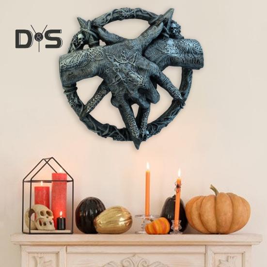 Devil Hand Goat Horn Figurine Wall Decoration Home Office Living Room Bathroom Wall Art Spooky Demon Hand Resin Statue Sculpture Wall Ornament