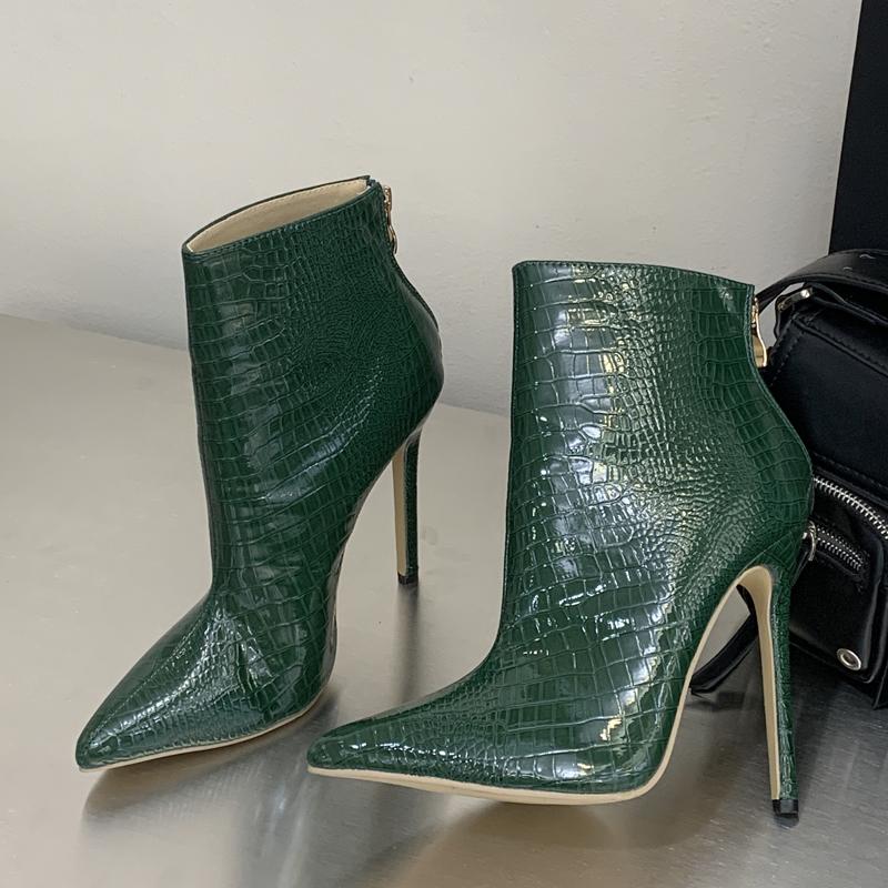 Pesstwei Spring Pointed Toe Woman Ankle Boots Shoes Sexy Thin High Heels Zipper Shoes Size 35-42