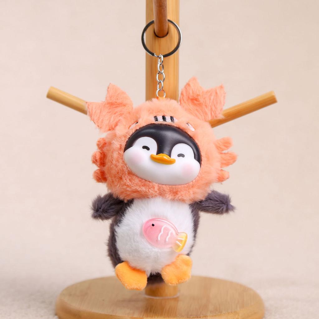Cute Plush Toy Keychain Vinyl Penguin Pendant Creative Animal Stuffed Doll Cartoon Backpack Birthday Gifts