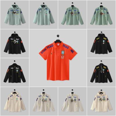 Brazil National Team Windbreaker Polo Shirt: Men's Quick-Dry Football Jersey & Training Jacket