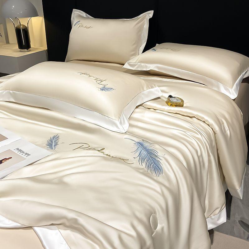 Water Wash Ice Silk Summer Cool Quilt Air Conditioner Bedding Soft Skin-friendly Thin Blanket for Weather