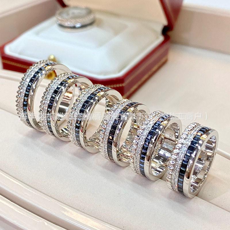 Baojia Vysoce kvalitní černý diamantový keramický otočný pár prstenů - Luxusní a univerzální pro muže i ženy