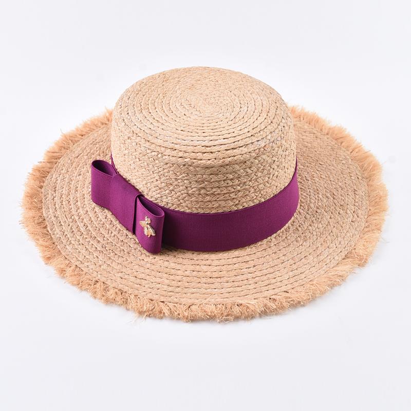 Natural Raffia Straw Hats for Women Ribbon Decoration Elegant Ladies Party Dress Hats Summer Travel Beach Sun Hat