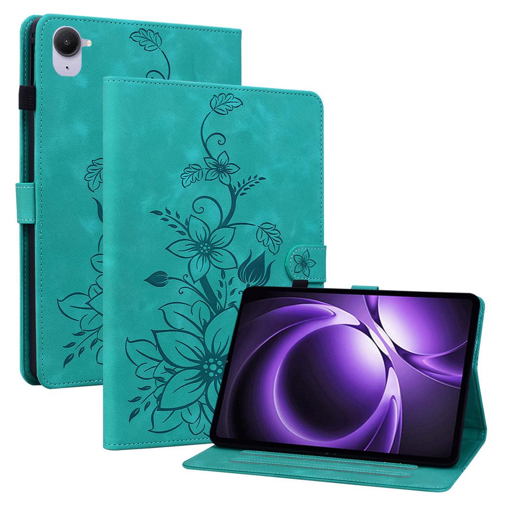 For Xiaomi Redmi K Pad Case Lily Flower Imprint Card Slots Leather Tablet Cover