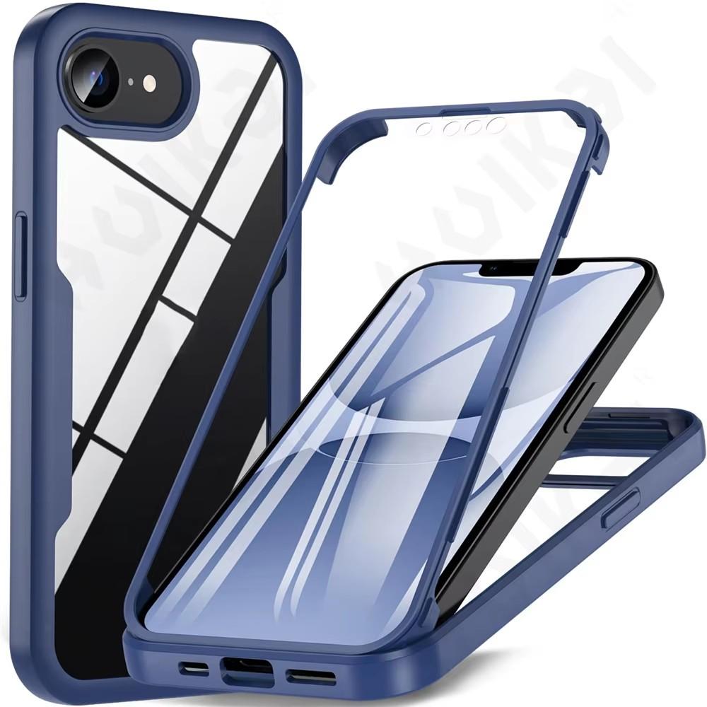 Case For iPhone 16E 2025 16 15 14 11 12 13 Pro Max Plus XS XR 8 Plus 360 Full Shockproof Silicone Screen Protection Phone Cover
