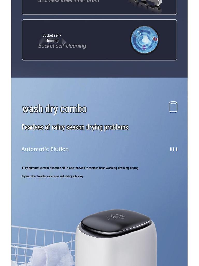 Kompakte vollautomatische Mini-Waschmaschine & Trockner für Unterwäsche und Intimwäsche - Hochtemperaturwäsche, perfekt für Socken