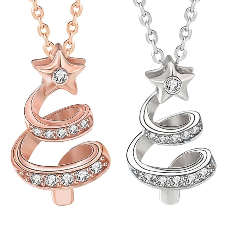 Stylish Fashion Necklaces Christmas Tree Pendant Necklace Neck Jewelry Alloy Material Suitable for Fashionable Lover