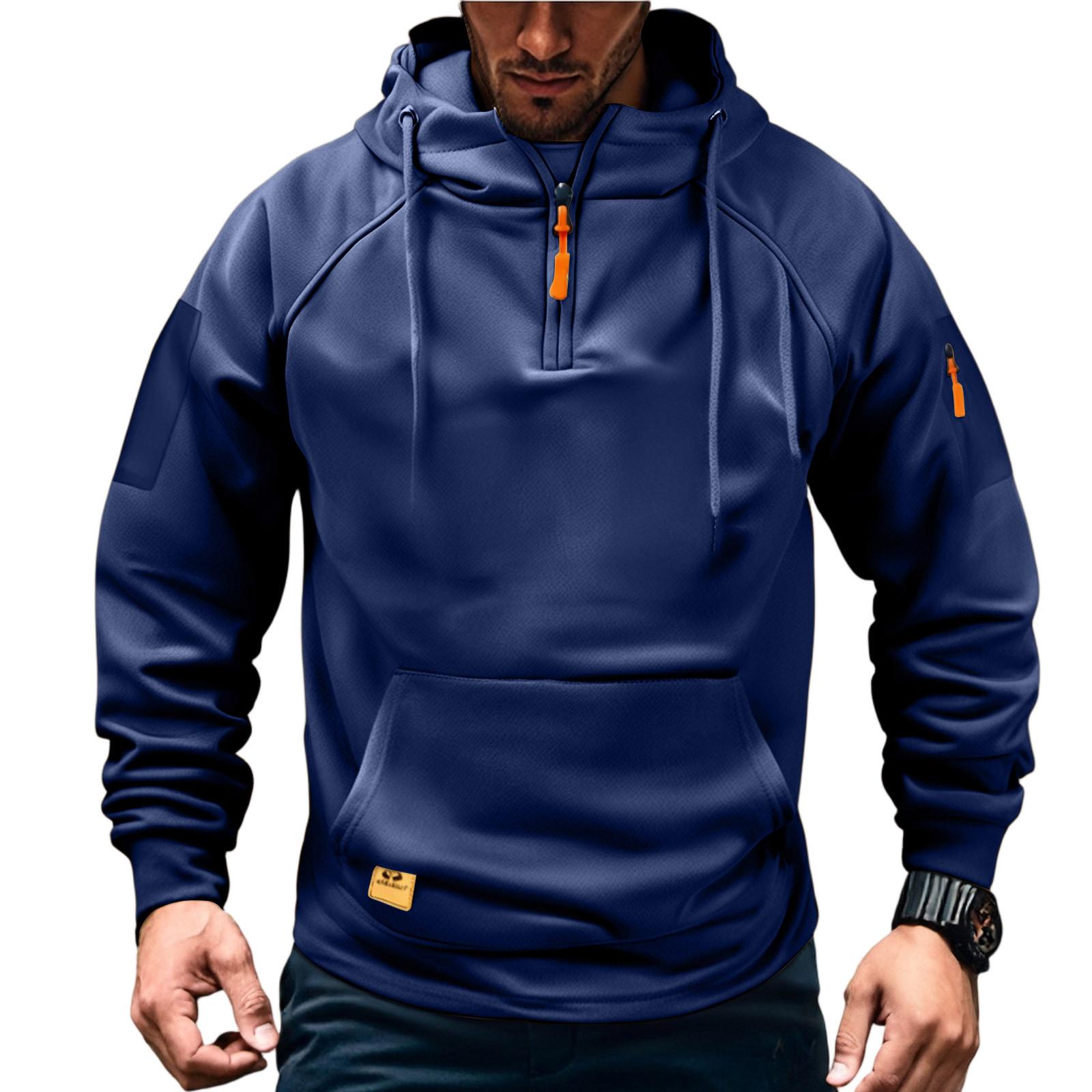 

Спортивный костюм с капюшоном, унисекс, одежда для бега, пуловер с длинными рукавами, толстовка с капюшоном XL тёмно-синий