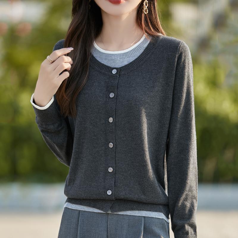 Women's Cashmere Cardigan Qinghe Cashmere 50% Wool 50% Silk Women's Autumn and Winter Cashmere Cardigan Soft and Warm