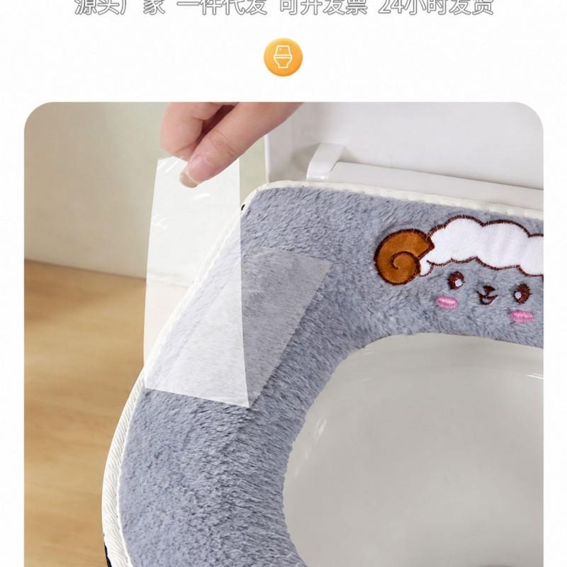 Thick Plush Toilet Seat Cover With Zipper Warm Winter Bathroom Accessory Soft Fleece Cushion Home Use