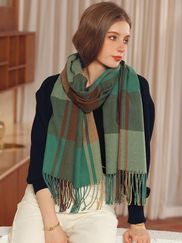 Imitation Cashmere Women Scarf Lady Winter Vintage Plaid Fringed Scarve Pashmina Mujer Foulard Bufanda Wrap Shawl Echarpe Hiver