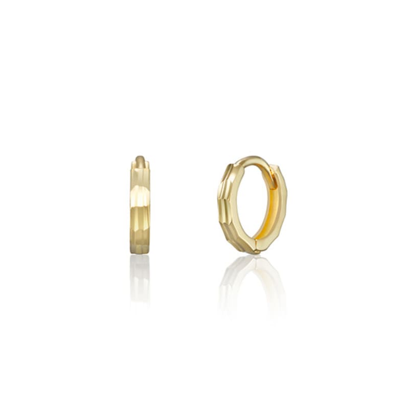 LUNNE 14k Square Cut One-Touch Earrings (14K Gold) #E01