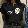Maycaur Funny Daisy Print Women T-shirt Harajuku 90s Streetwear Girls Short Sleeves Tee Tops Summer Cute Female Clothes Tops