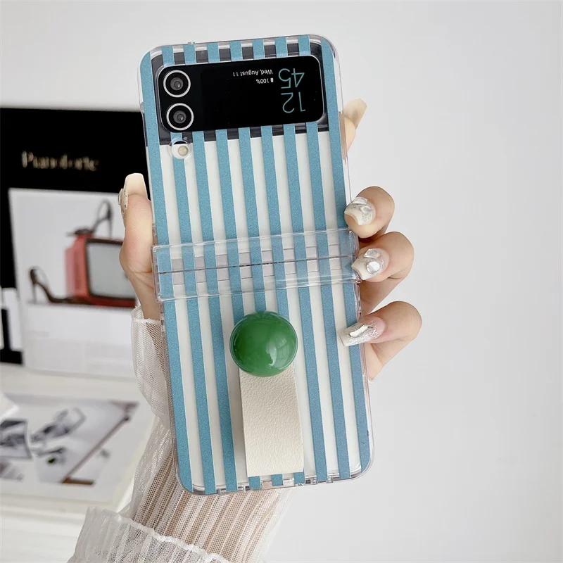 For Samsung Galaxy Z Flip 3 4 5 6 Case ZFlip5 Z Flip5 ZFlip 5 Cute Lattice Ball Ring Shockproof Back Cover